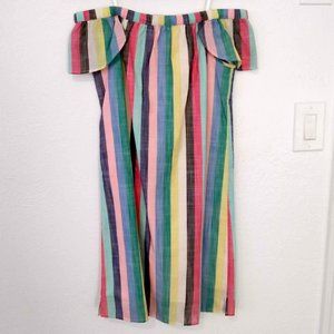 Rainbow Off the Shoulder Lightweight Shift Dress
